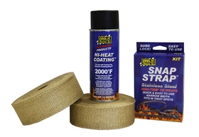 Thermo Tec Exhaust Wrap Kit Stainless Steel Ties Silicone Hi Heat Coating