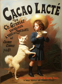 10453.Decoration Poster.Home interior design.Room Wall Art.White cat and girl