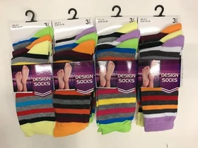 LADIES MULTI COLOUR RETRO PATTERN FUNKY DESIGN EVERYDAY SOCKS Lot
