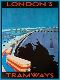 10397.Decor Poster.Room wall art interior home design.Visit London Tramways