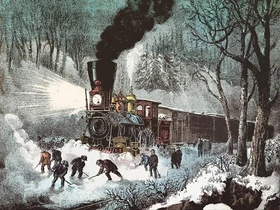 10874.Decor Poster.Room wall.Vintage Interior Art design.Train in snowstorm