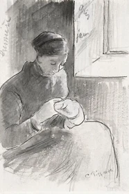 10129.Decor Poster.Room wall art design.Camille Pissarro painting.The Mender