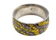 925 Sterling Silver  Vintage Enamel Coated Design Band Ring Sz 7  RG10457