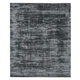 8'3"x10' Black with Ivory, Modern Design Hand Loomed Wool and Silk Rug R10268