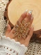 Luxury Statement Open Ring 10038 Brown One Size Floral Crystal Design