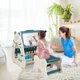 Kids Art Easel with Stool Set w/ Flexible Switch Design Gift for 1-5 Years Old