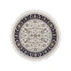 3'3"x3'3" Ivory Nain with Flower Design Hand Knotted Wool & Silk Round Rug 92474