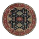 Oriental Hand Knotted Rug Round 6'x6' Black Pure Wool Karjihooz Design R10453