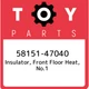 58151-47040 Toyota Insulator, front floor heat, no.1 5815147040, New Genuine OEM