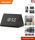 Modern LED Digital Desk Clock - Adjustable Brightness, Stylish Black Wood Design