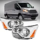 For 2015-2023 Ford Transit 150 250 350 Halogen Chrome Headlights Headlamps L+R