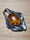 Sterling Silver And Baltic Amber Botanical Design Brooch/Pin I-10069