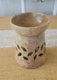 Leaf Design Soapstone Oil Burner Carved Leaf Cutouts Polished Natural Soapstone